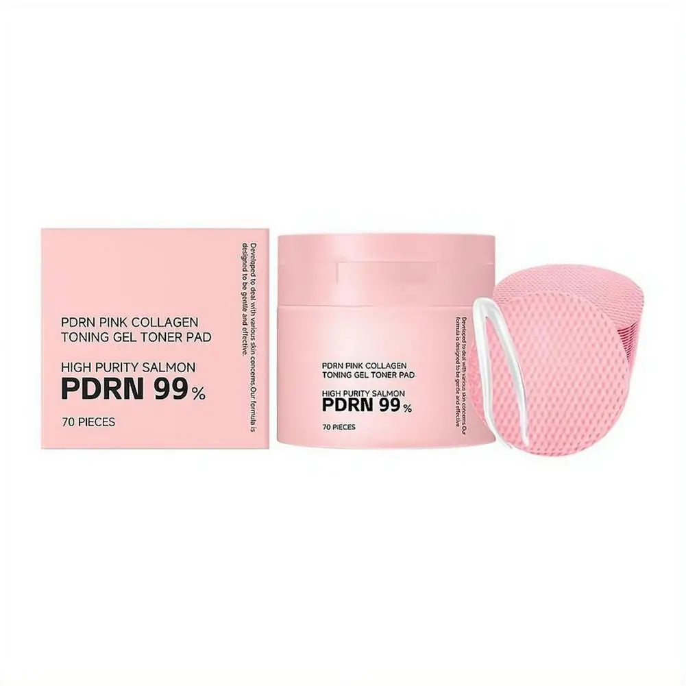 70pcs PDRN Pink Collagen Toner Pads with Centella Asiatica – Soothing & Hydrating Shrink Pores Balancing Oily Skin Barrier Repai
