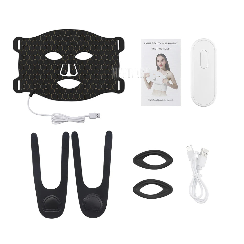 7Colors LED Face Mask with 110pcs Lamp Beads Photon Red Light Therapy Repair Skin Beauty Wireless Flexible Facial Masks