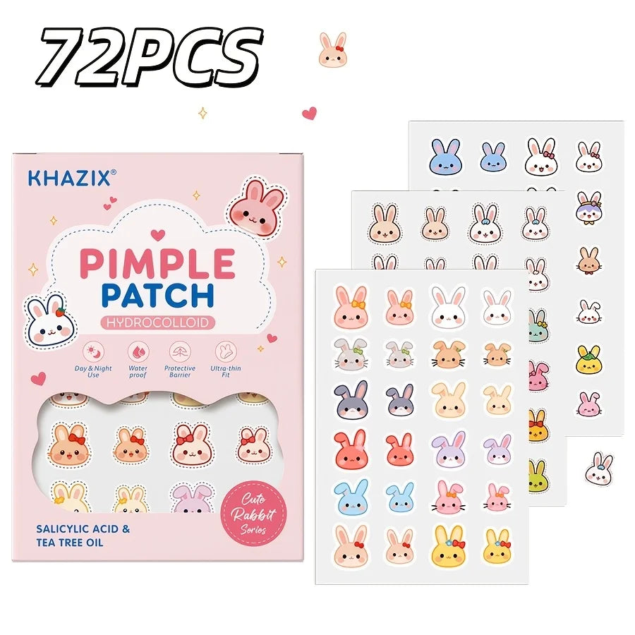 72/216PCS cute little rabbit cartoon acne stickers, gentle and non-irritating, covering acne and blemishes, as a photo accessory