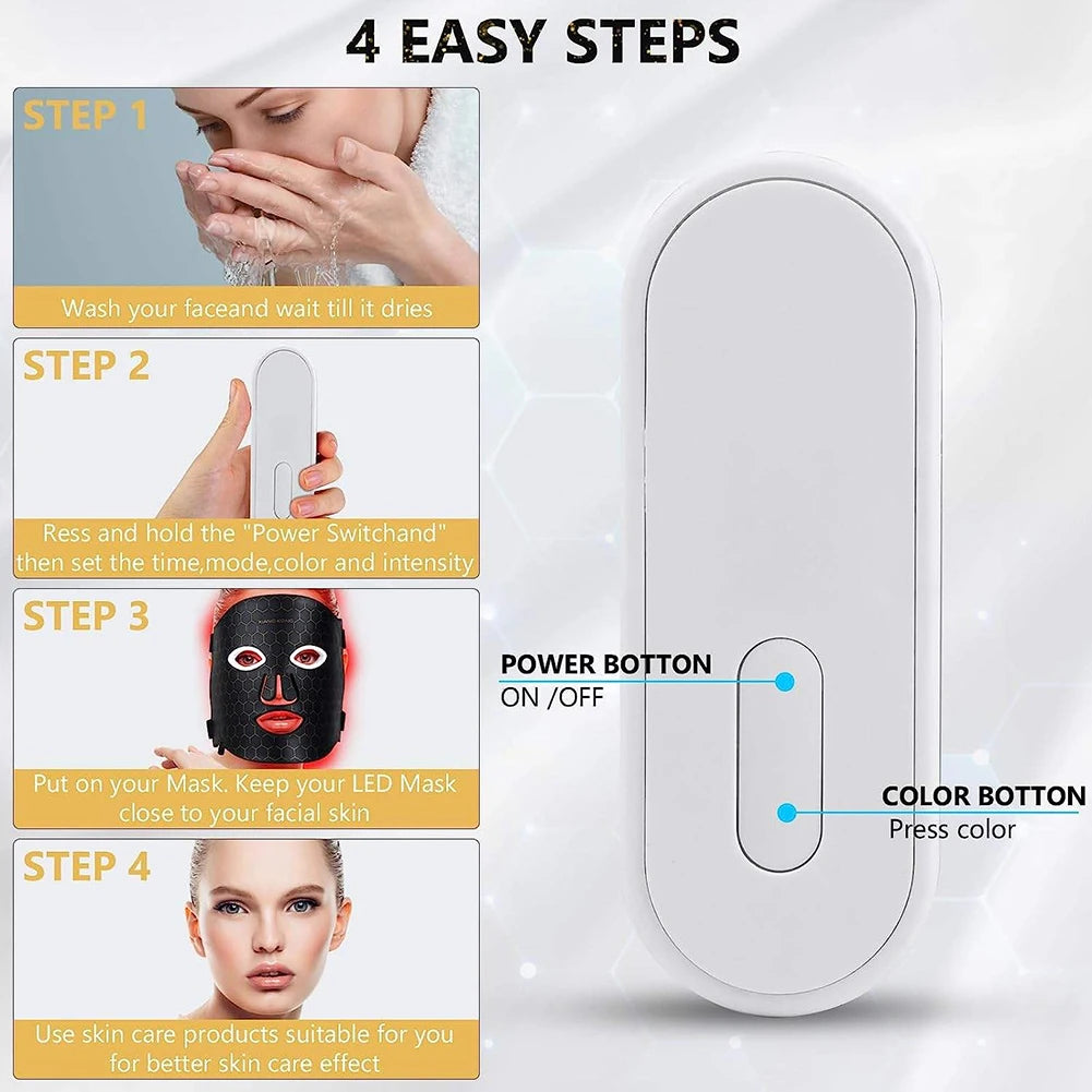 7Colors LED Face Mask with 110pcs Lamp Beads Photon Red Light Therapy Repair Skin Beauty Wireless Flexible Facial Masks
