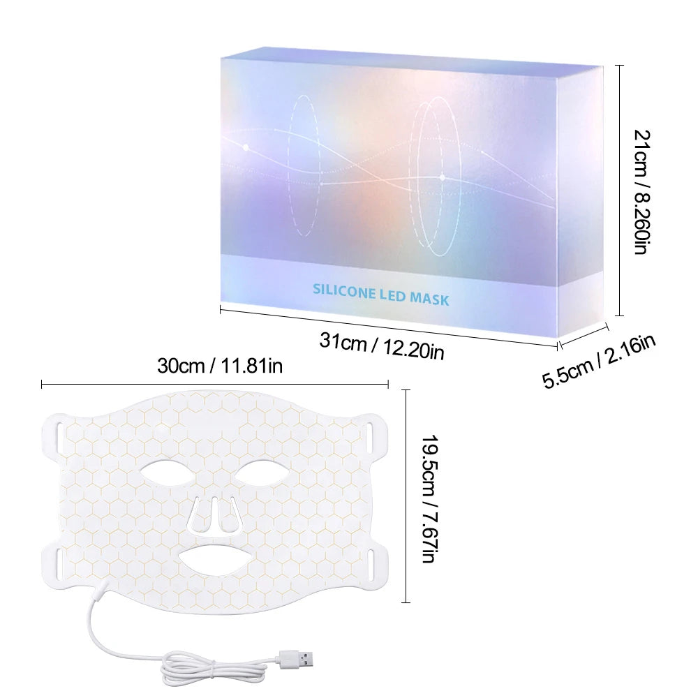 7Colors LED Face Mask with 110pcs Lamp Beads Photon Red Light Therapy Repair Skin Beauty Wireless Flexible Facial Masks
