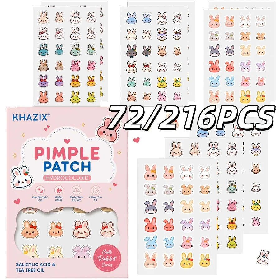 72/216PCS cute little rabbit cartoon acne stickers, gentle and non-irritating, covering acne and blemishes, as a photo accessory