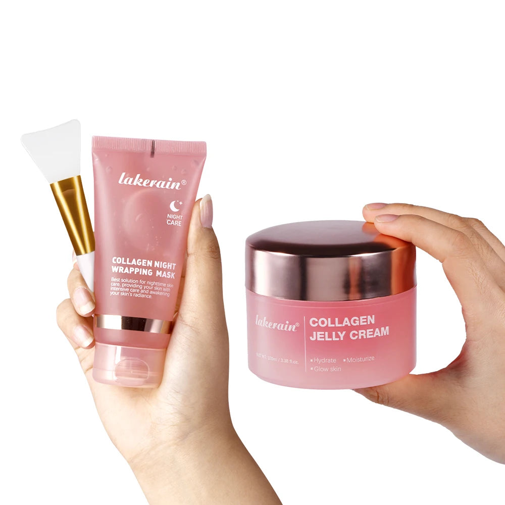 4pcs/set Collagen Jelly Cream Peel-Off Mask Salmon Collagen essence Collagen Overnight Facial Mask Wrapping Firming Moisturizing
