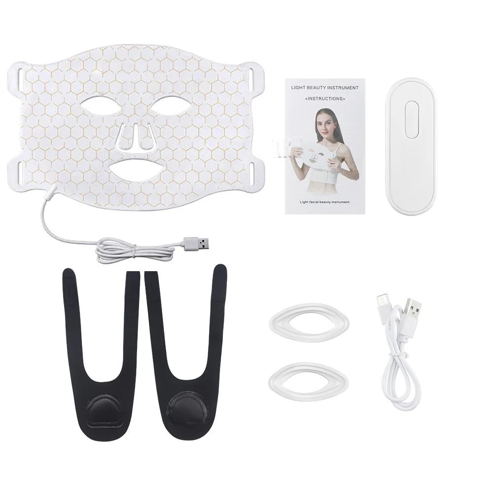 7Colors LED Face Mask with 110pcs Lamp Beads Photon Red Light Therapy Repair Skin Beauty Wireless Flexible Facial Masks