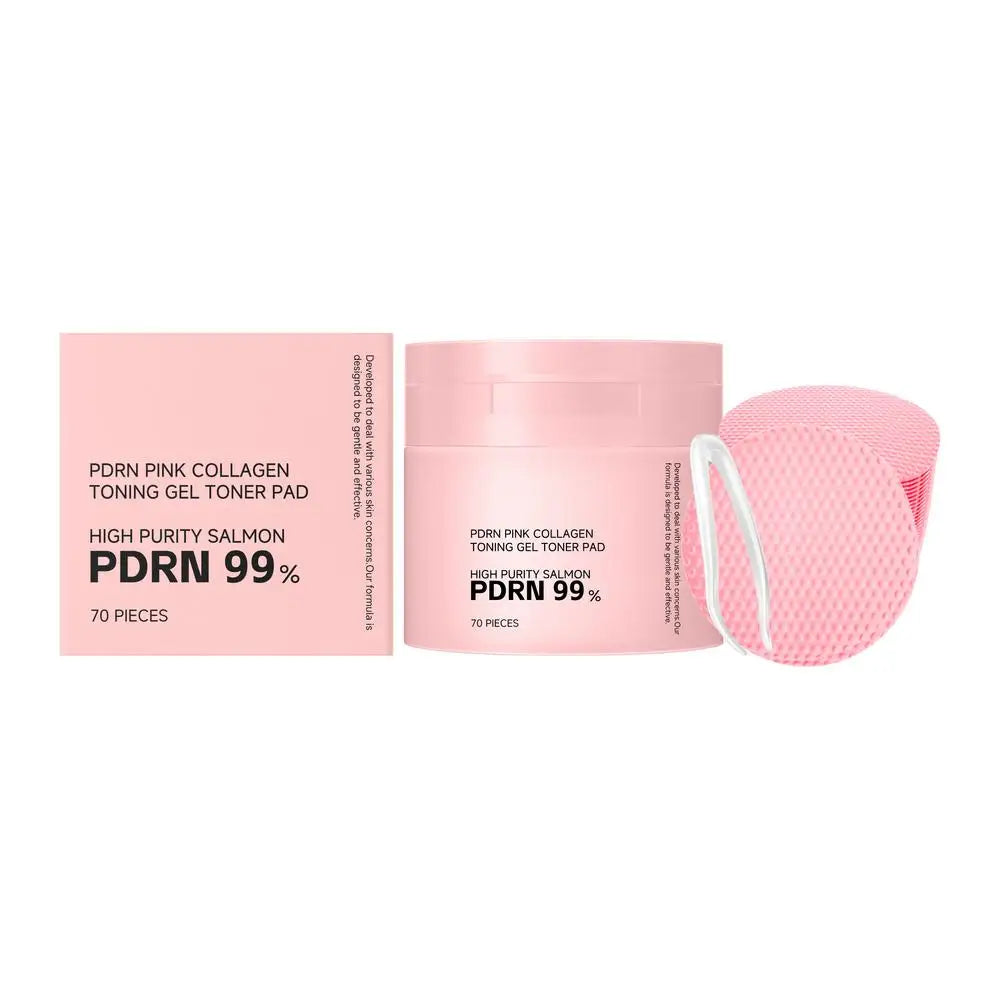 70pcs PDRN Pink Collagen Toner Pads with Centella Asiatica – Soothing & Hydrating Shrink Pores Balancing Oily Skin Barrier Repai