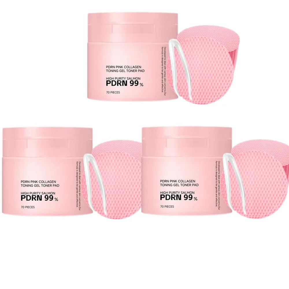 70pcs PDRN Pink Collagen Toner Pads with Centella Asiatica – Soothing & Hydrating Shrink Pores Balancing Oily Skin Barrier Repai