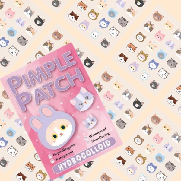 Salicylic Acid Acne Patches - Invisible & Cute Cat-Shaped Stickers to Fight Pimples and Soothe Skin