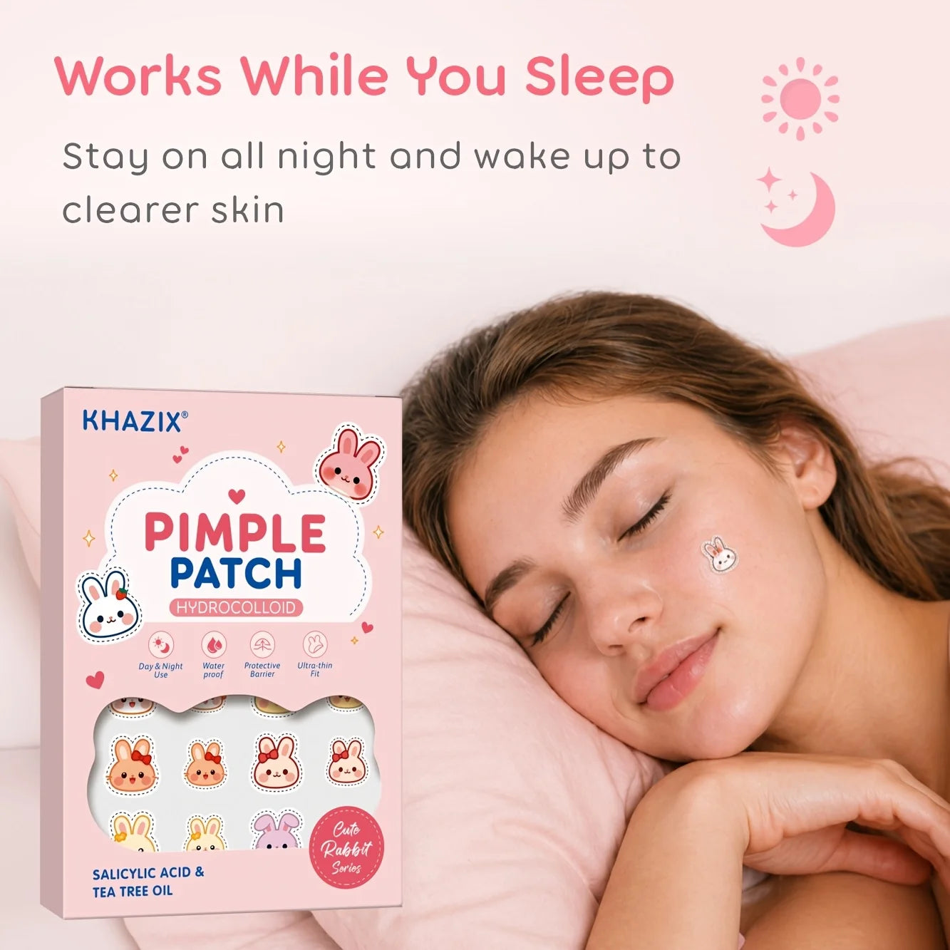 72/216PCS cute little rabbit cartoon acne stickers, gentle and non-irritating, covering acne and blemishes, as a photo accessory