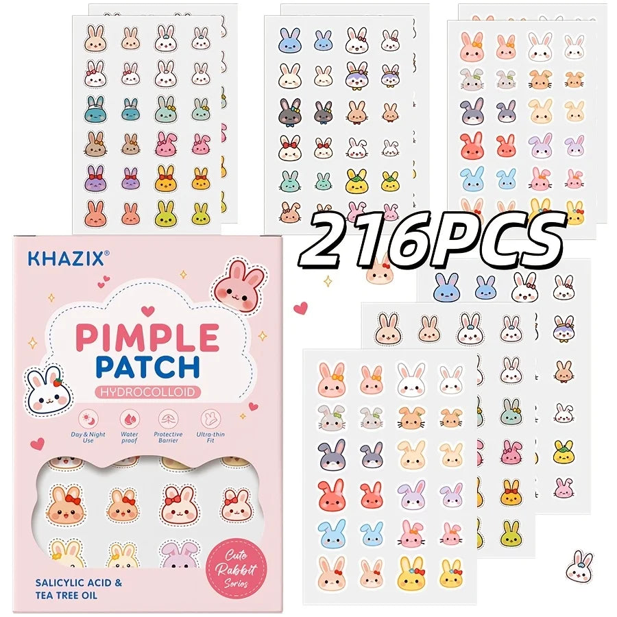 72/216PCS cute little rabbit cartoon acne stickers, gentle and non-irritating, covering acne and blemishes, as a photo accessory