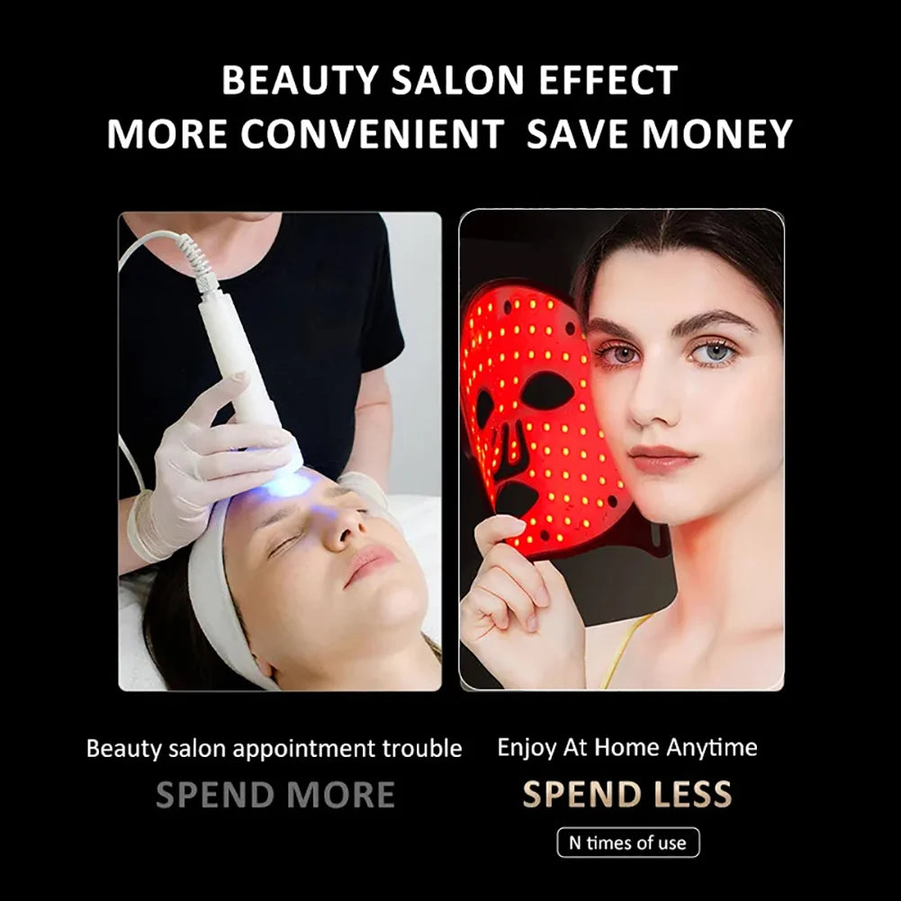 7Colors LED Face Mask with 110pcs Lamp Beads Photon Red Light Therapy Repair Skin Beauty Wireless Flexible Facial Masks