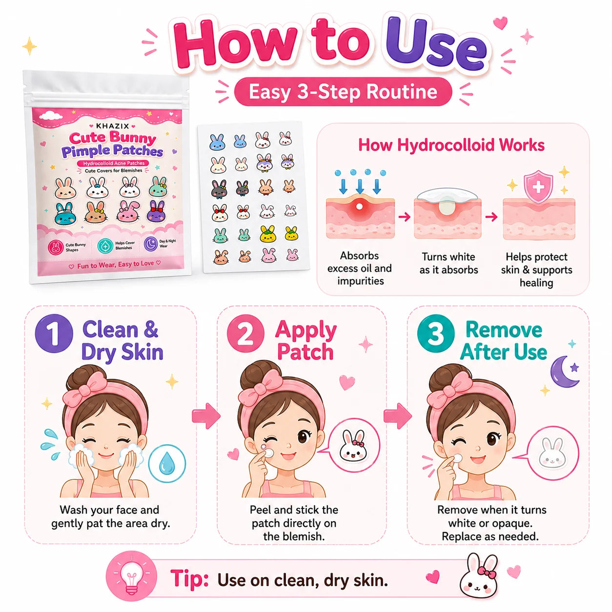 120pcs Cartoon acne patch, cute cat-shaped facial concealer acne patch, safe, non-toxic, gentle and non-irritating