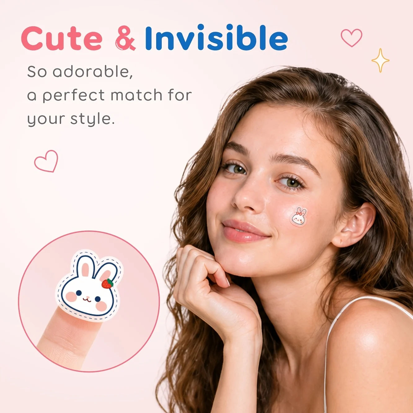 72/216PCS cute little rabbit cartoon acne stickers, gentle and non-irritating, covering acne and blemishes, as a photo accessory